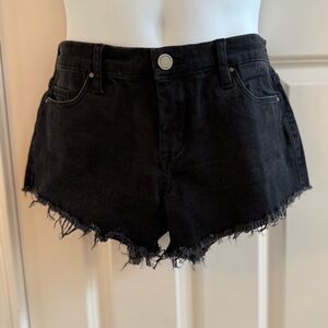 Blank NYC Womens 27 Little Queenie Jean Shorts Black Cut Off Frayed Hem Booty